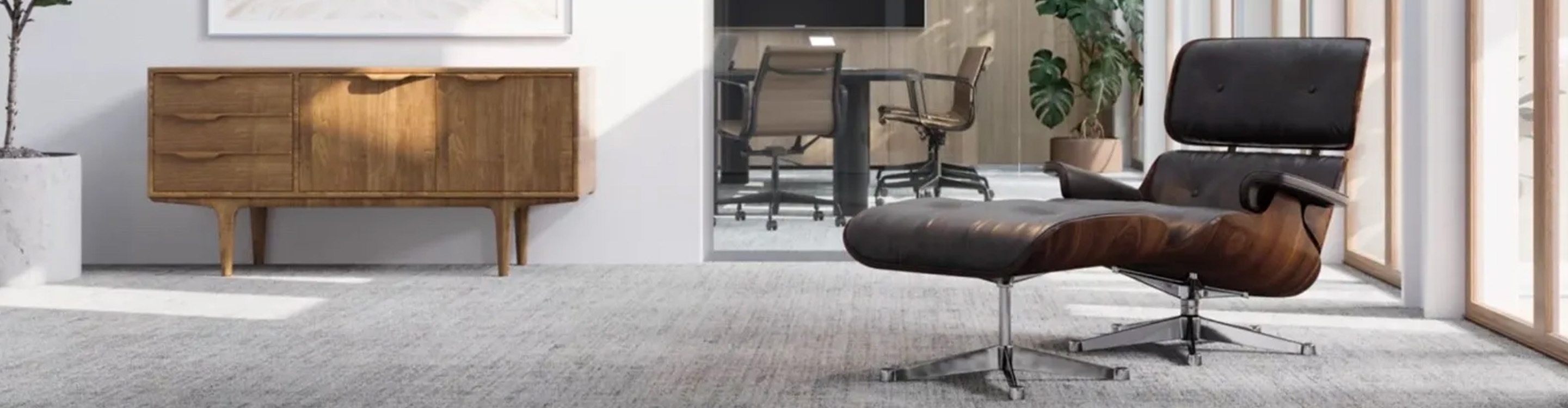 Office renovation with leather chair